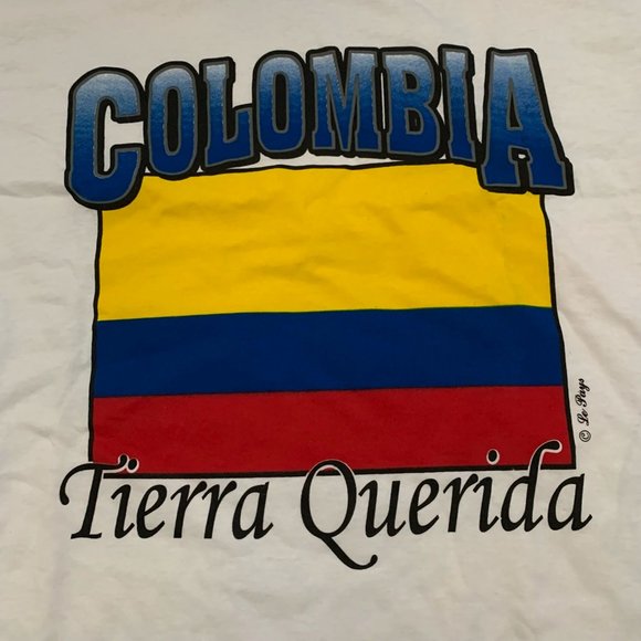 Vintage Columbia Flag Tierra Querida Oversized Tee Primary Colors Travel… - Picture 6 of 12